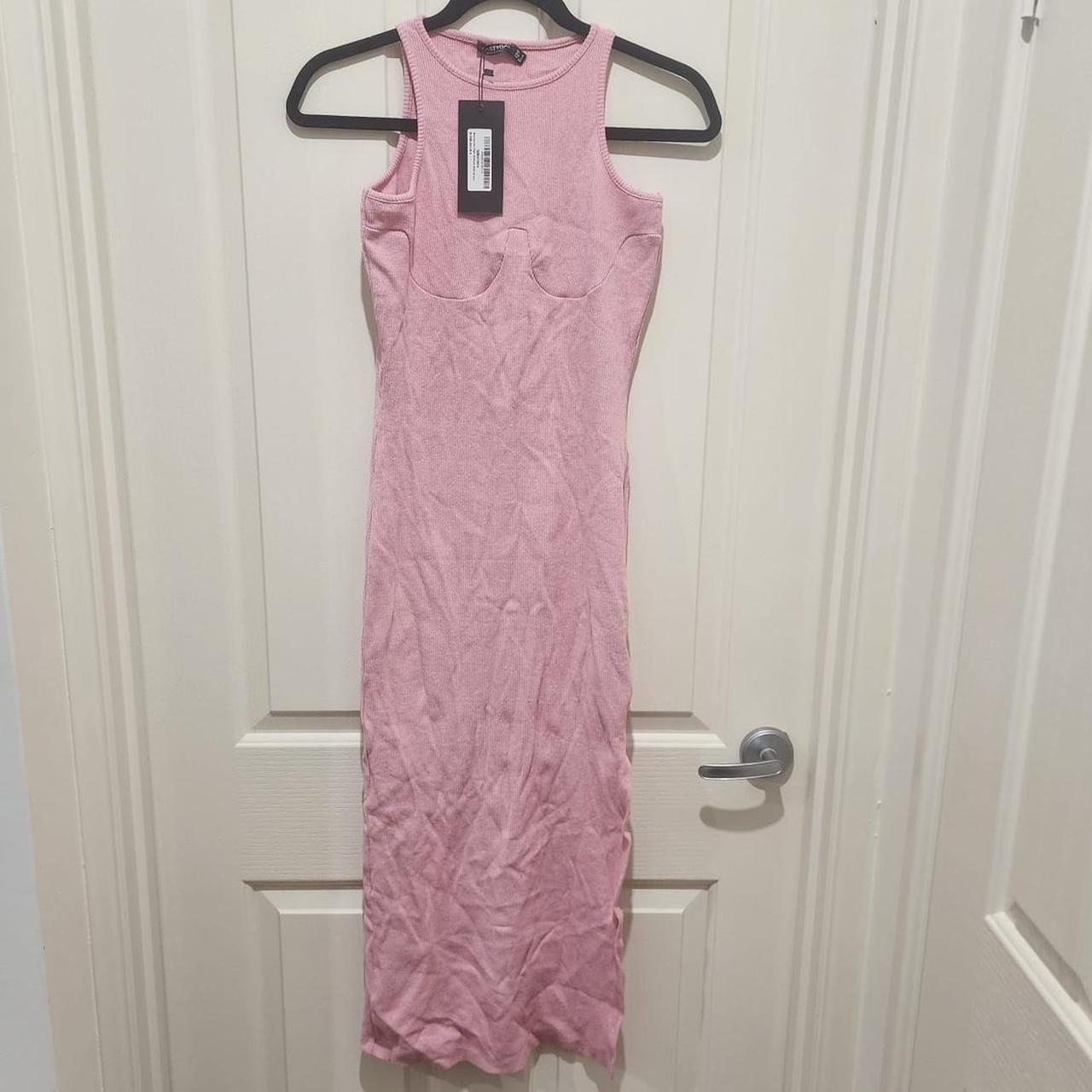 Nasty Gal Ribbed Racer Back Bodycon Midi Dress... | Depop