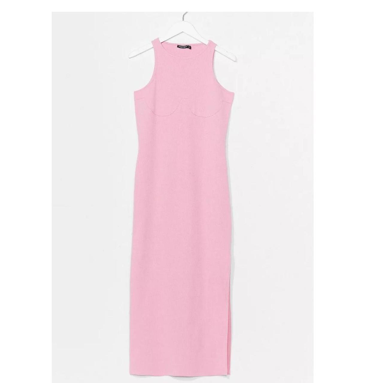 Nasty Gal Ribbed Racer Back Bodycon Midi Dress... | Depop