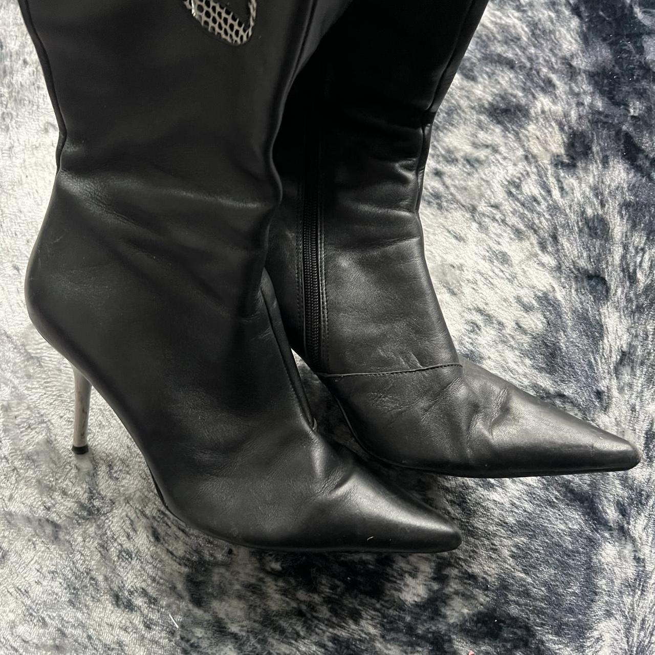 Vintage Playboy black leather knee boots Oh my Depop - Main Image