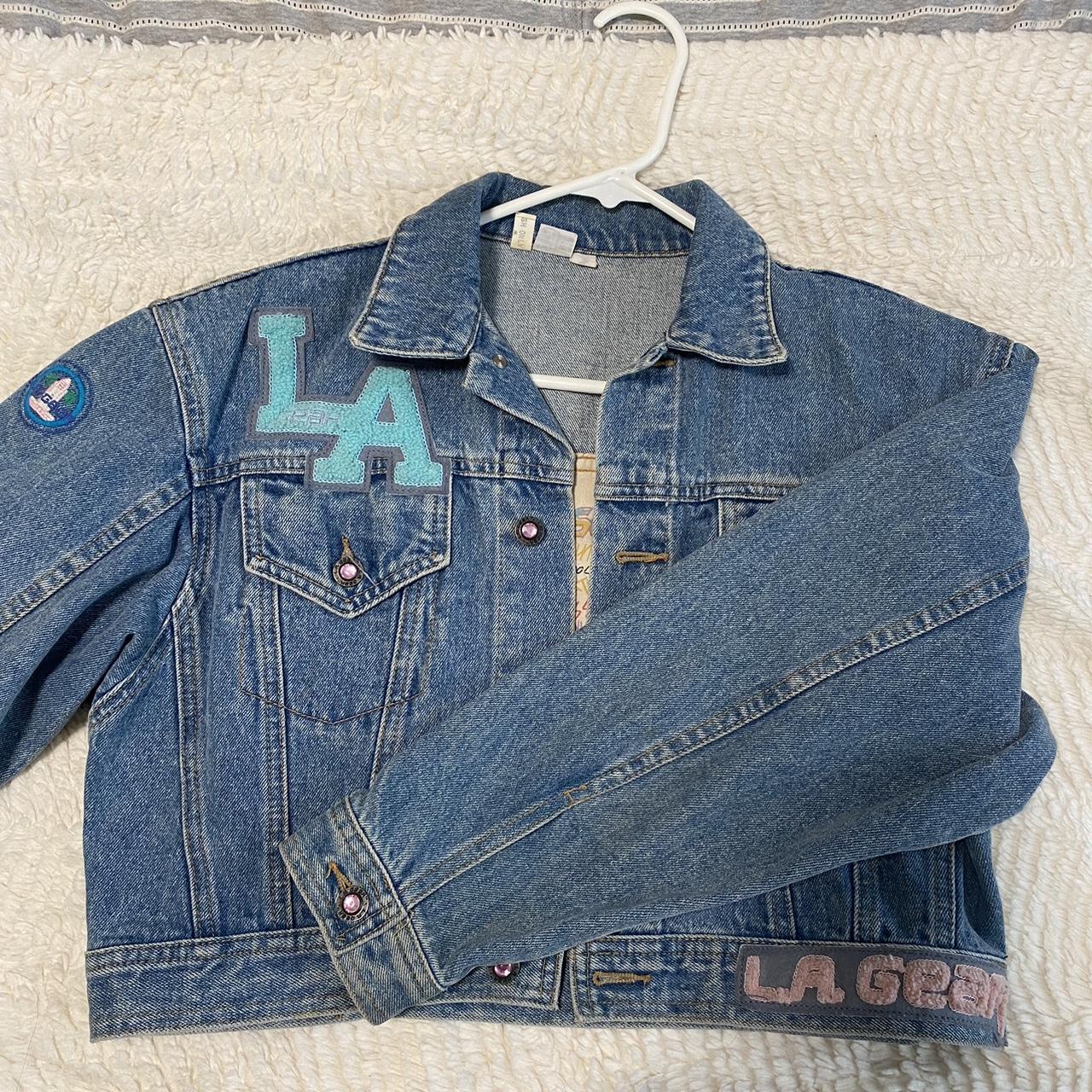 Vintage LA GEAR Cropped Jean Jacket - size small -... - Depop