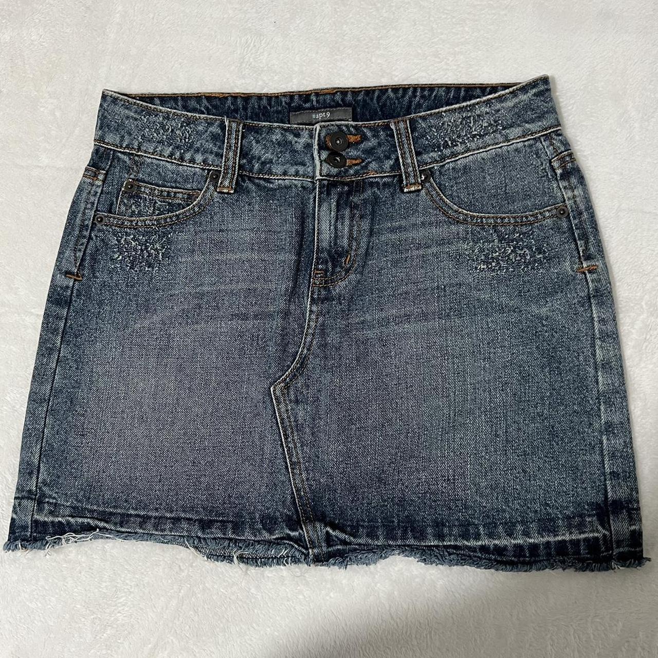 Apt.9 denim skirt Measurements taken while garment... - Depop 