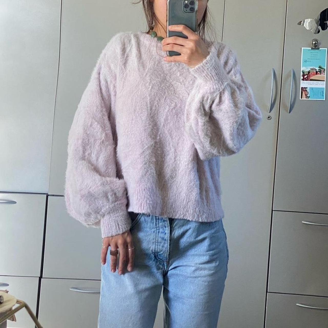 Purple fluffy bell sleeve sweater Depop