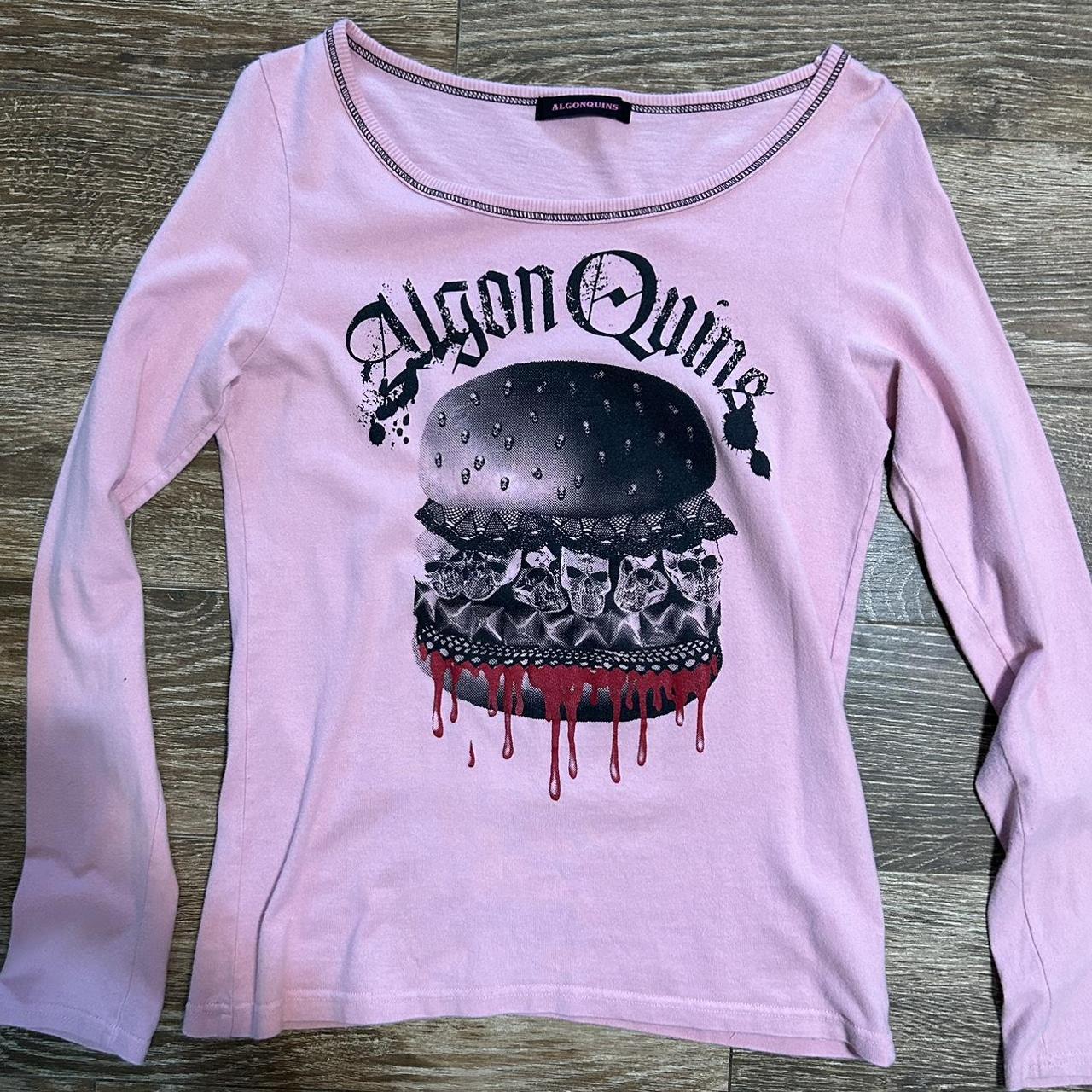 Algonquins pink death burger graphic long sleeve... - Depop