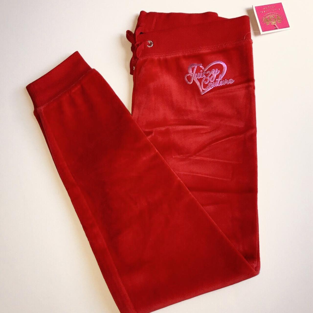 Juicy couture red tracksuit pants in soft velour... Depop