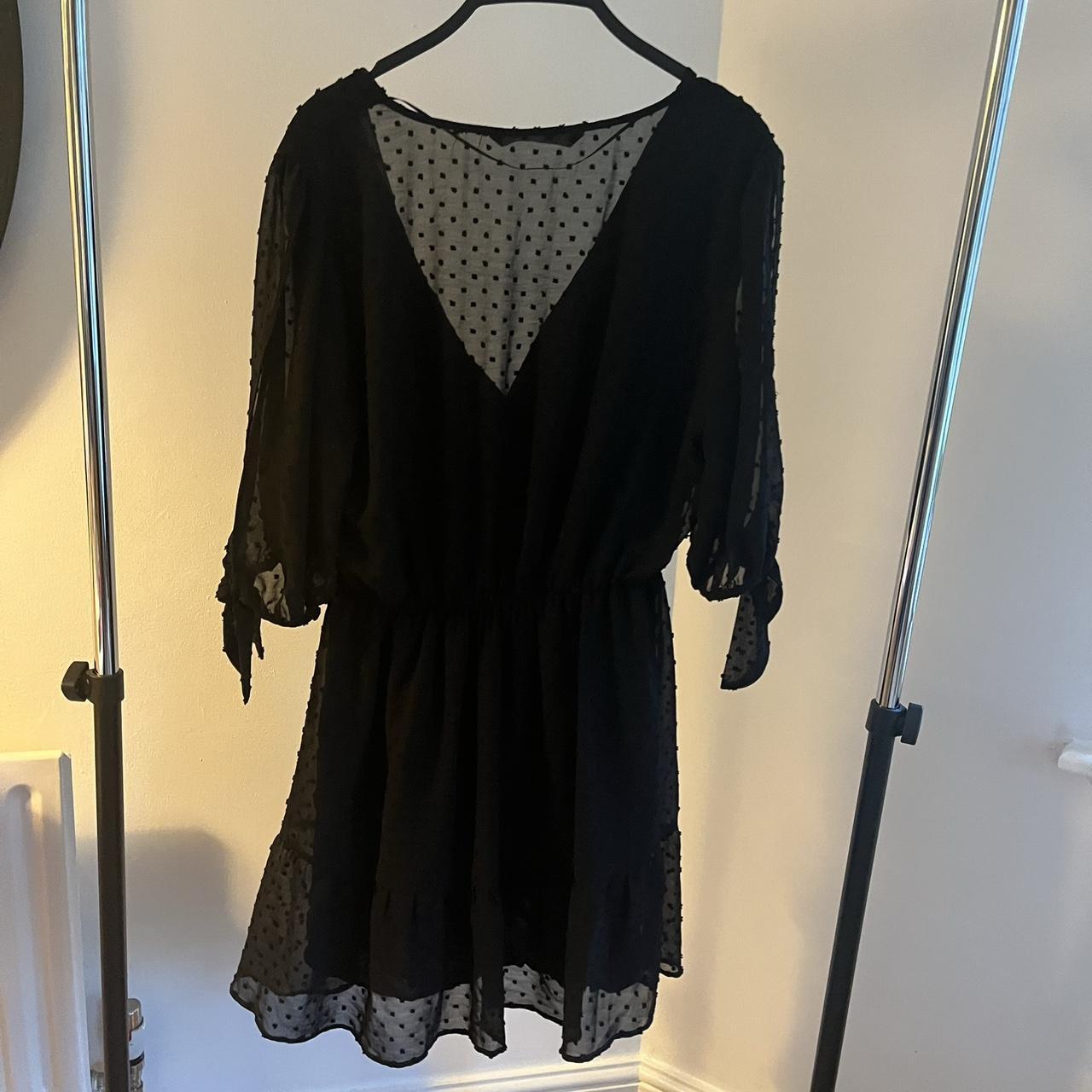 Zara - black textured mini dress with half length... - Depop