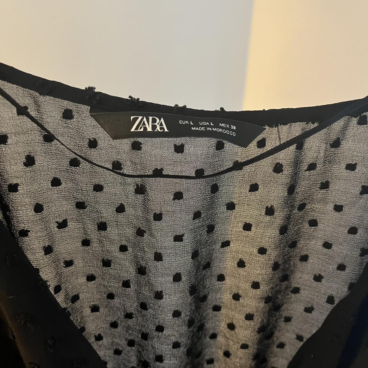 Zara - black textured mini dress with half length... - Depop