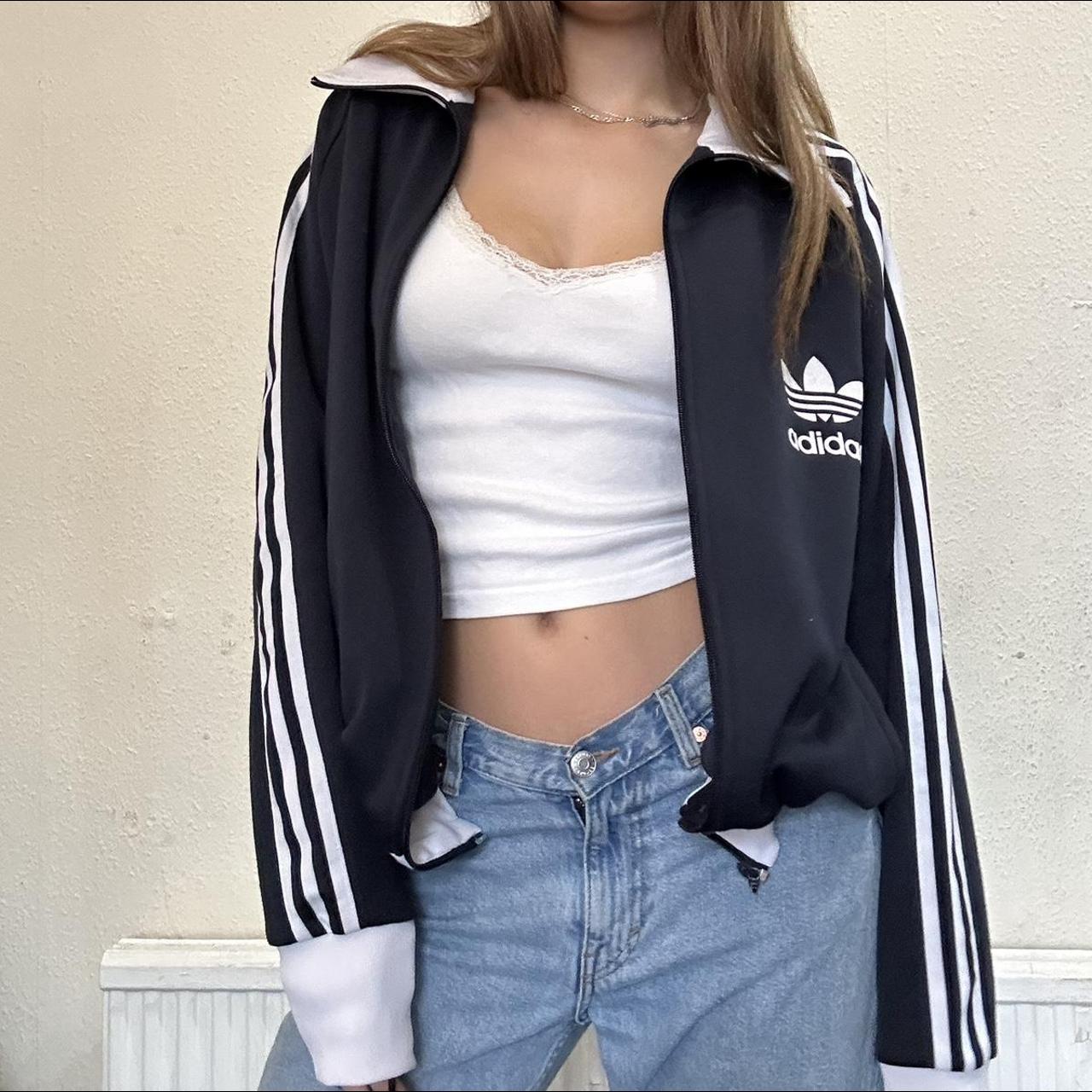 Navy blue Adidas jacket Navy blue and white 3... - Depop