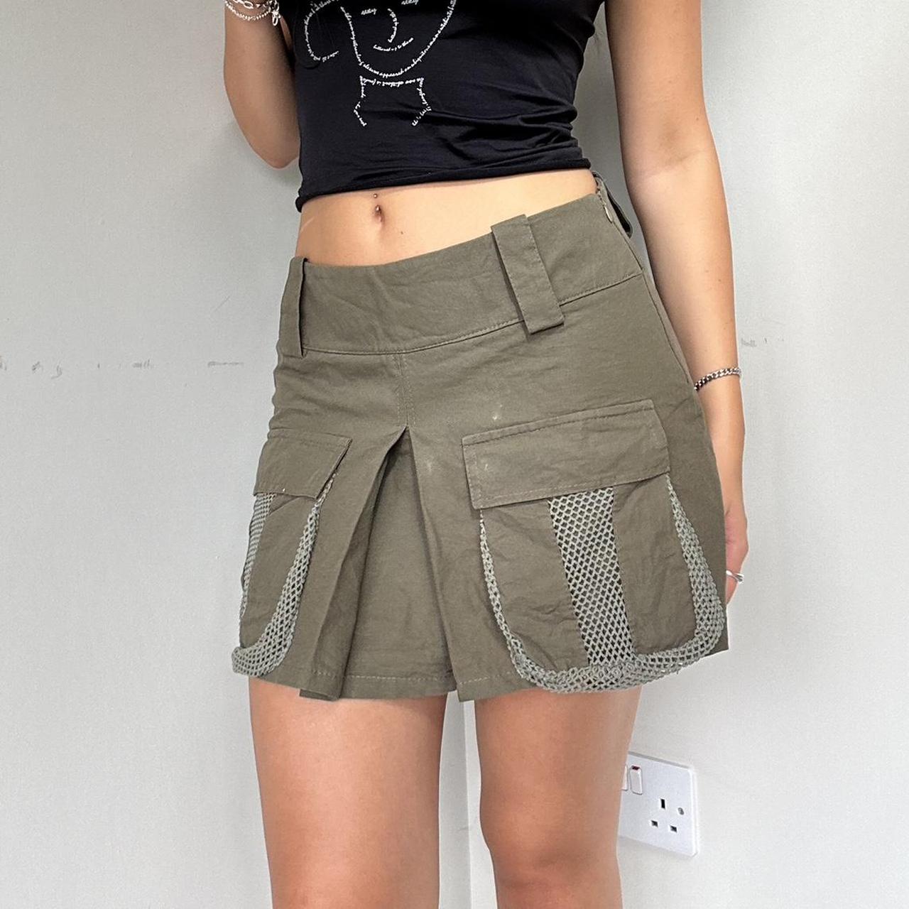 Cargo Mini Skirt Pleated Khaki Cargo Skirt Khaki Depop 0200