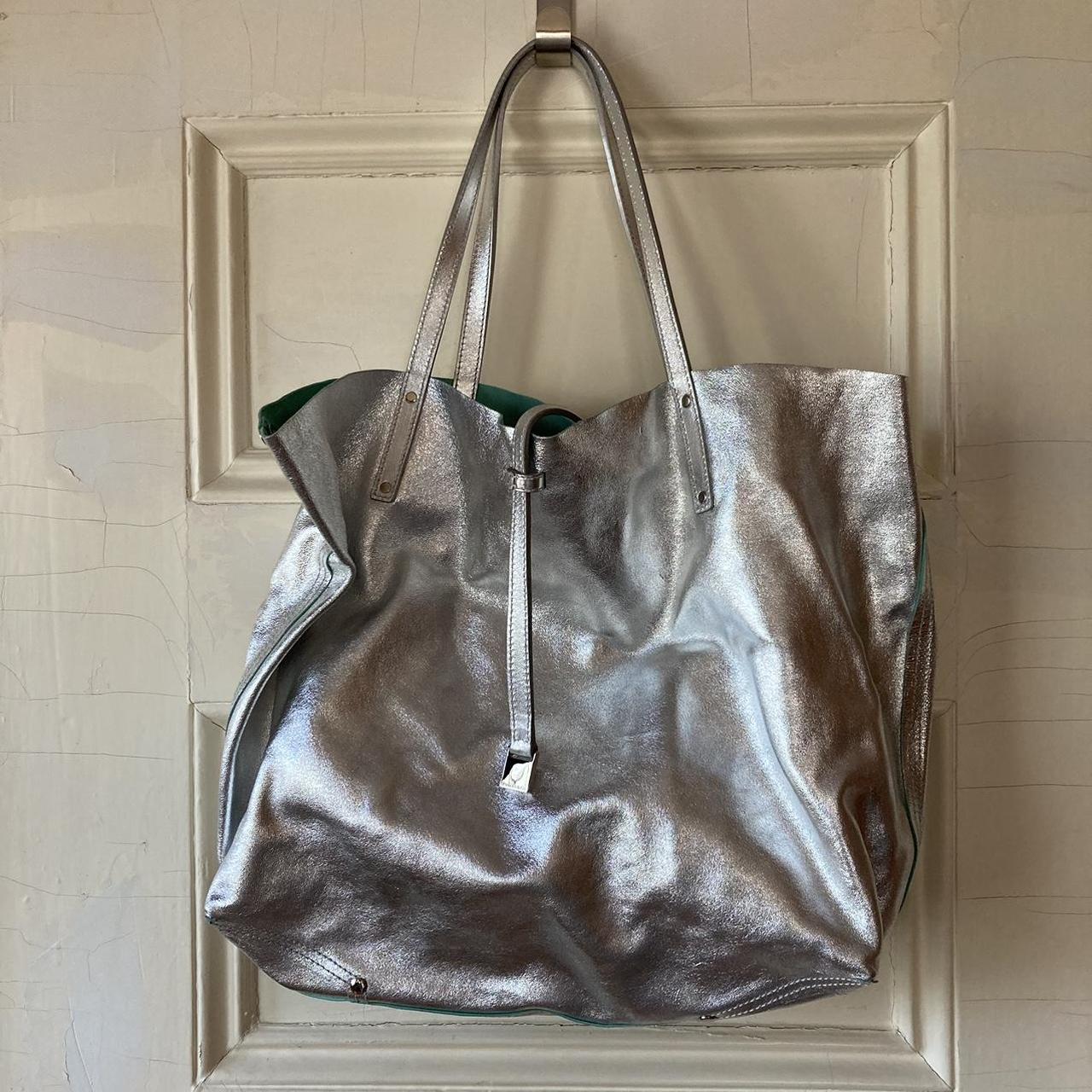 TIFFANY&Co. Tote Bag reversible leather/Suede Silver Silver Women