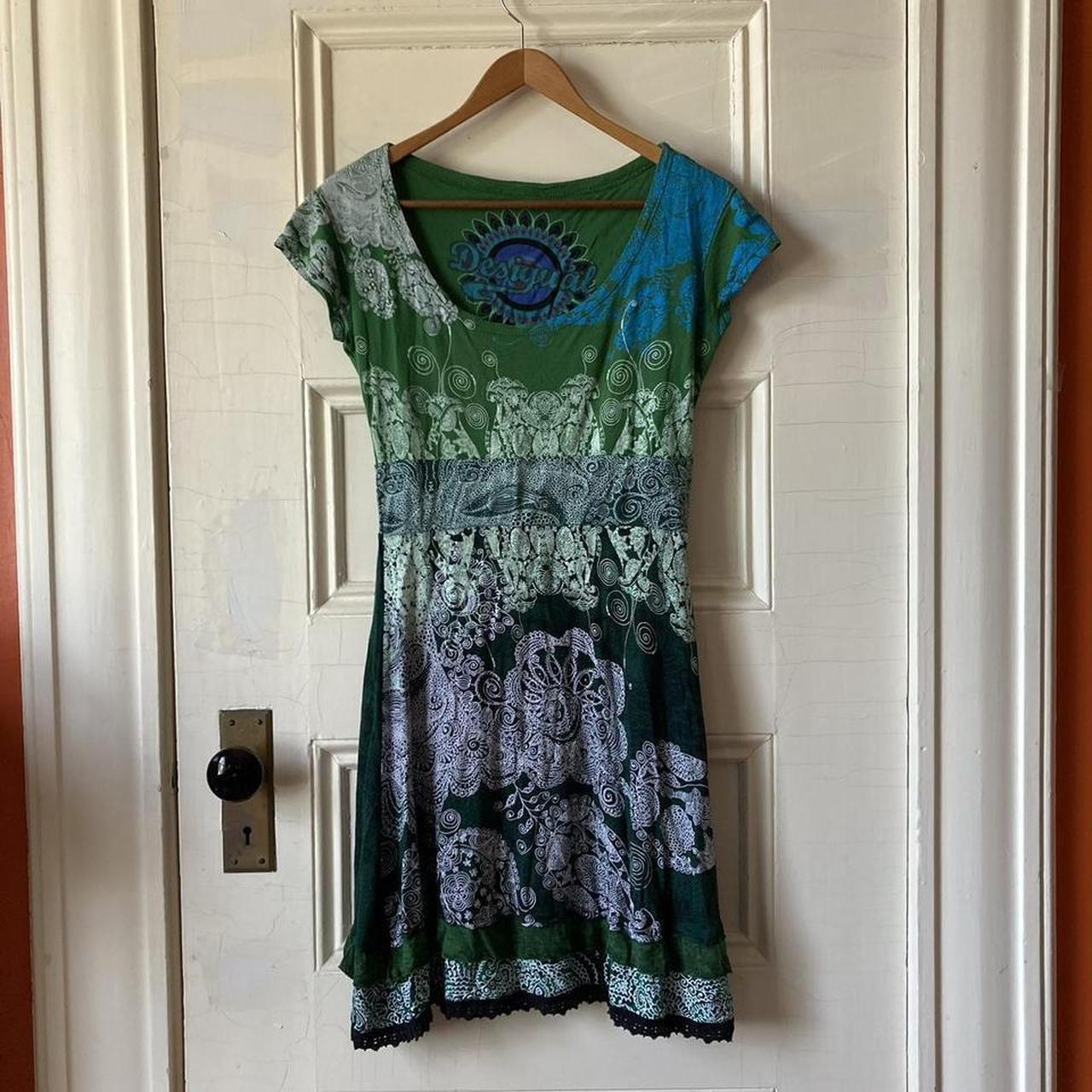 Blue and green fashion desigual dress