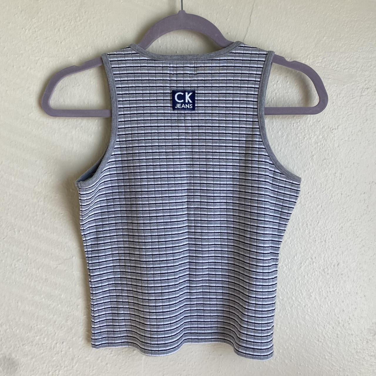 Calvin Klein Women's Grey and Black Veststankscamis Depop