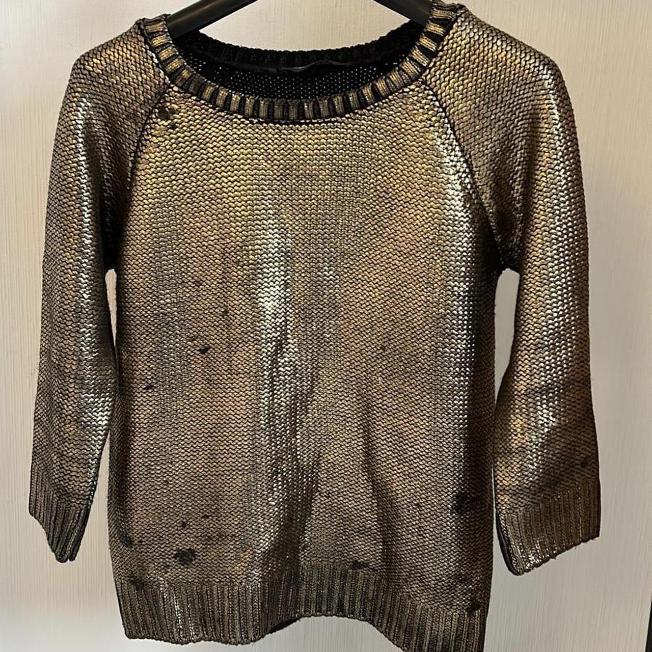 Shiny gold Miss Selfridge jumper size 10 Christmas. Depop