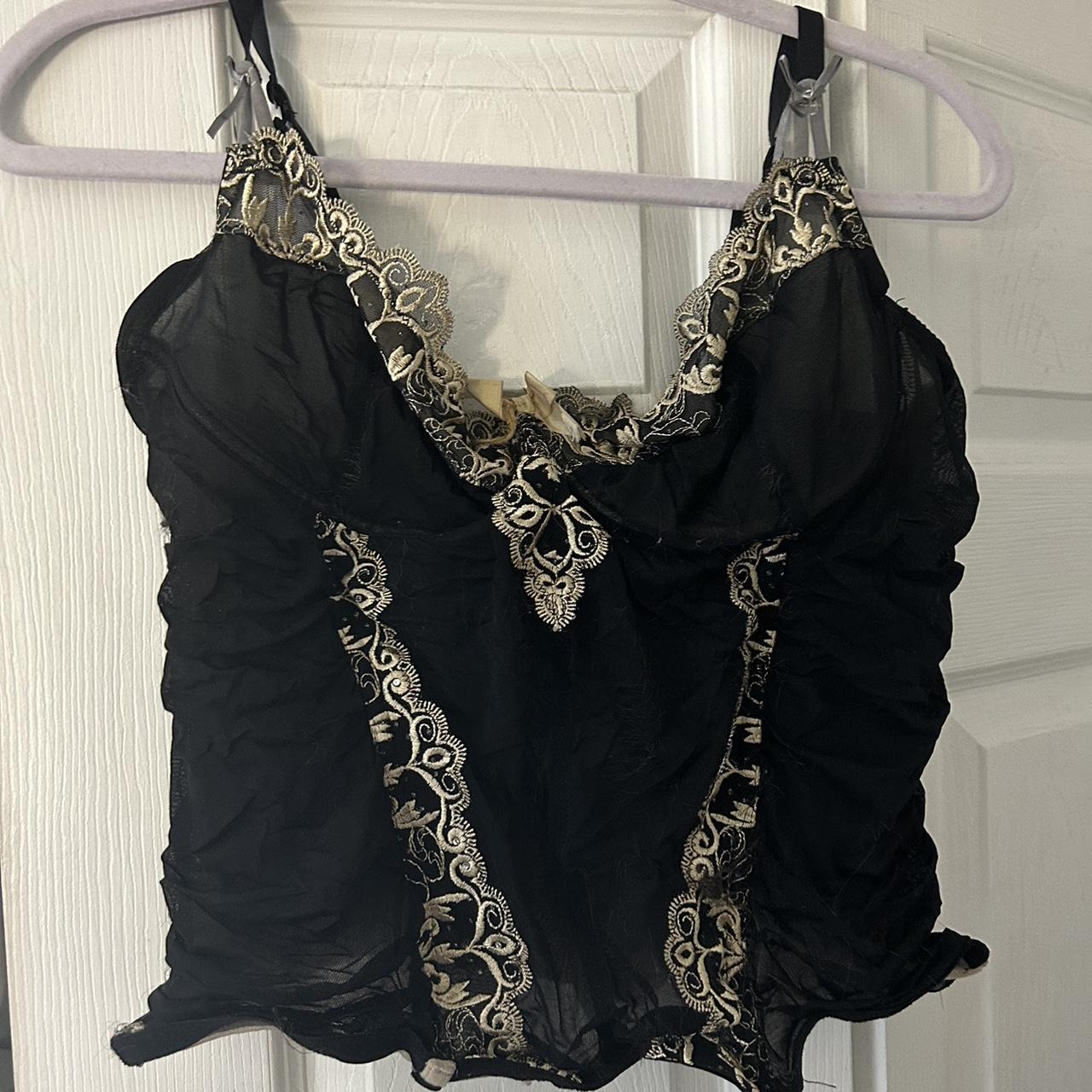 black and gold corset cami top🖤 so cute this used to... - Depop