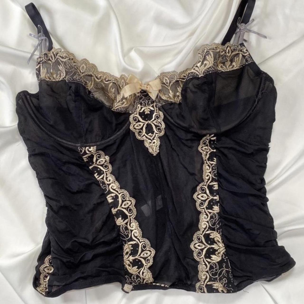 black and gold corset cami top🖤 so cute this used to... - Depop