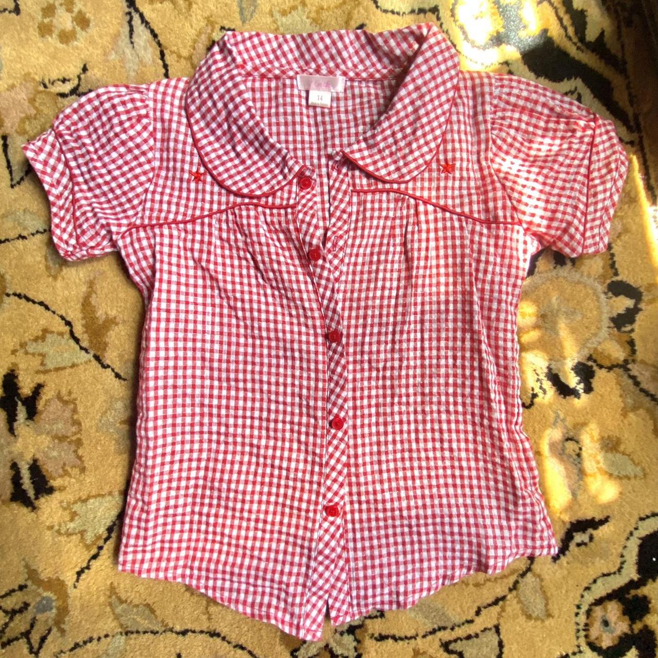 Women's Red and White Crop-top | Depop