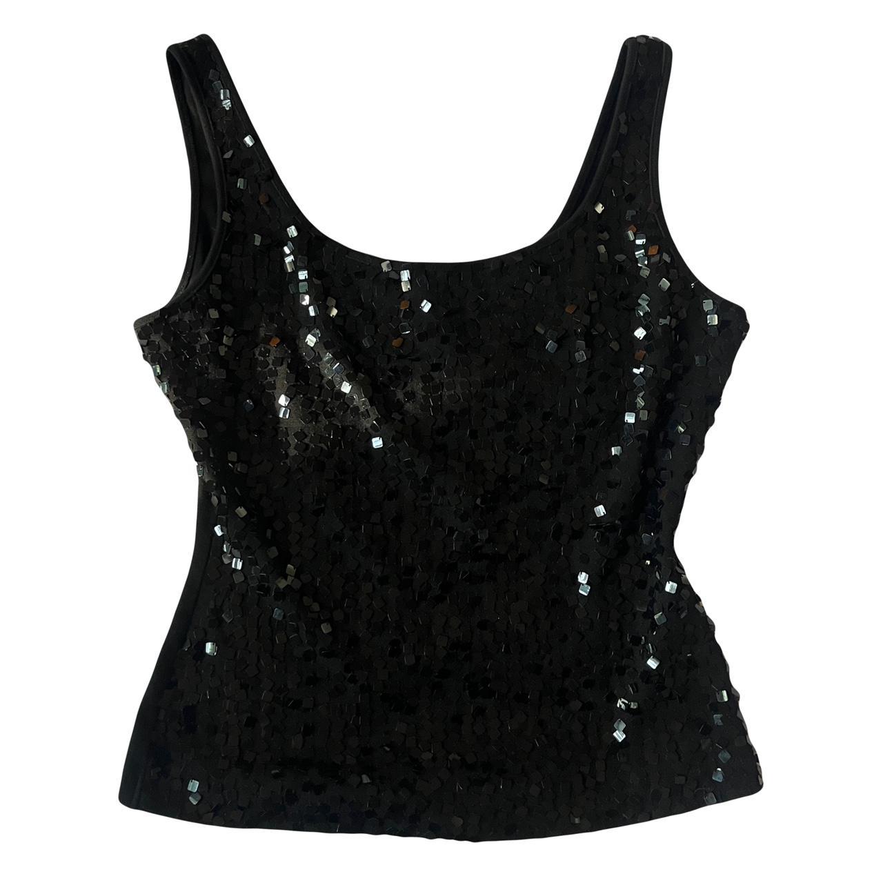 Vivienne Tam Black Sequin Tank Top Stretchy Thick... - Depop