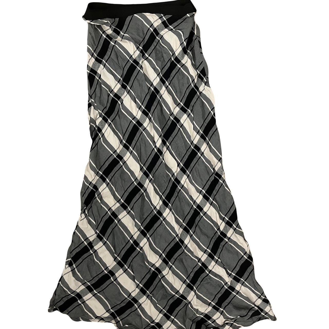 Black white plaid maxi skirt best sale