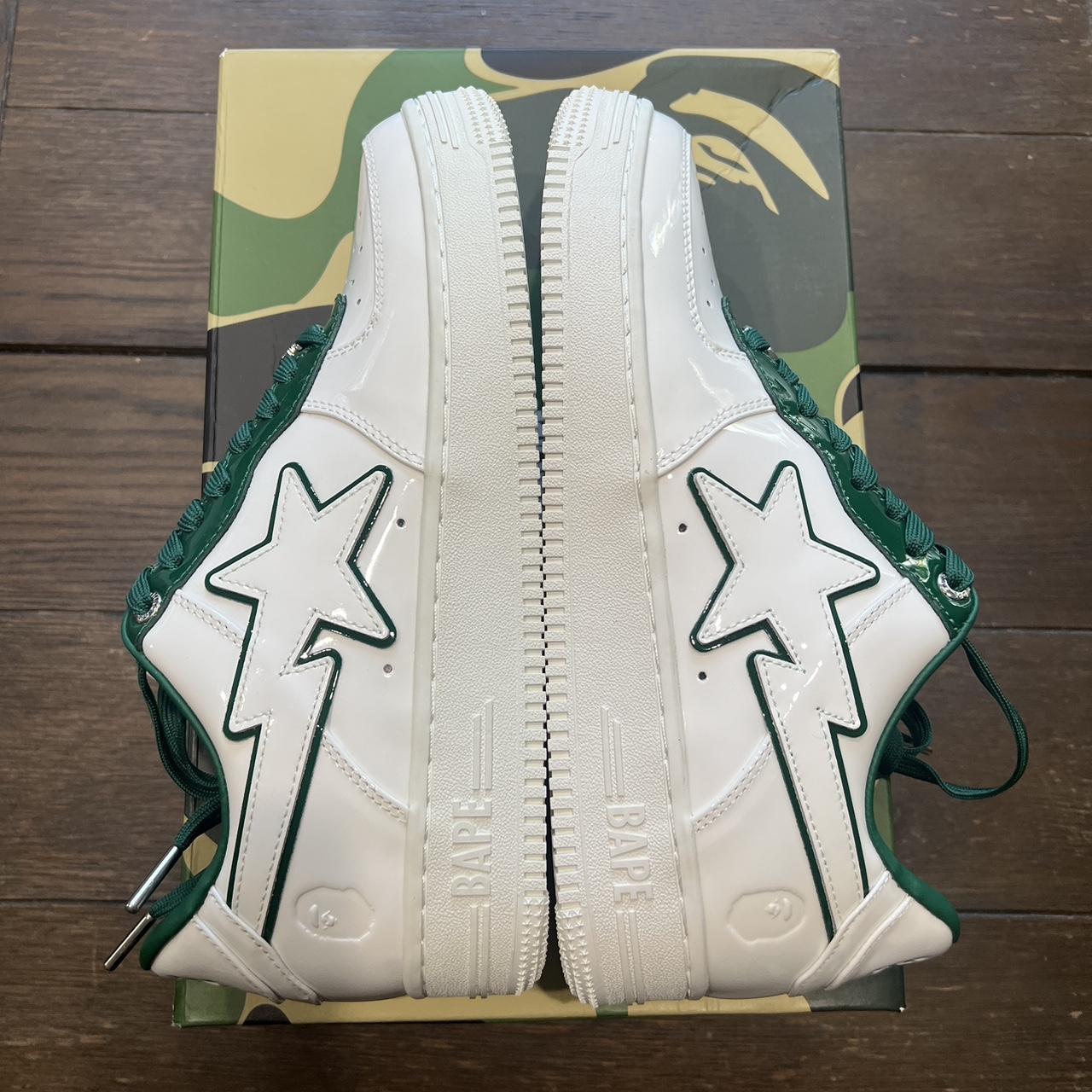 A Bathing Ape Bape Sta Patent Leather in White Green | Depop