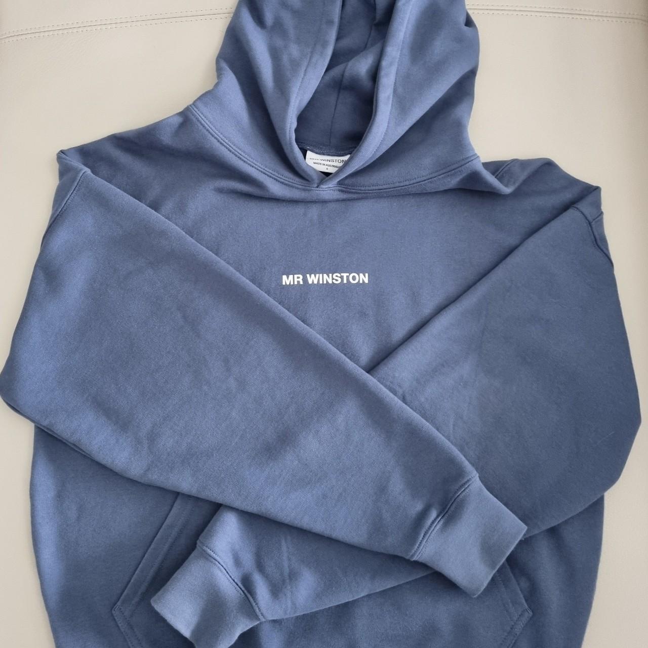 mr winston slate hoodie with white puff in size s... Depop