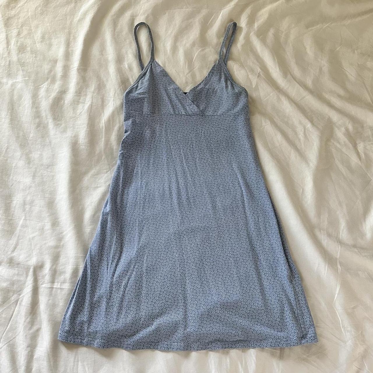 brandy melville light blue floral amara dress super... - Depop