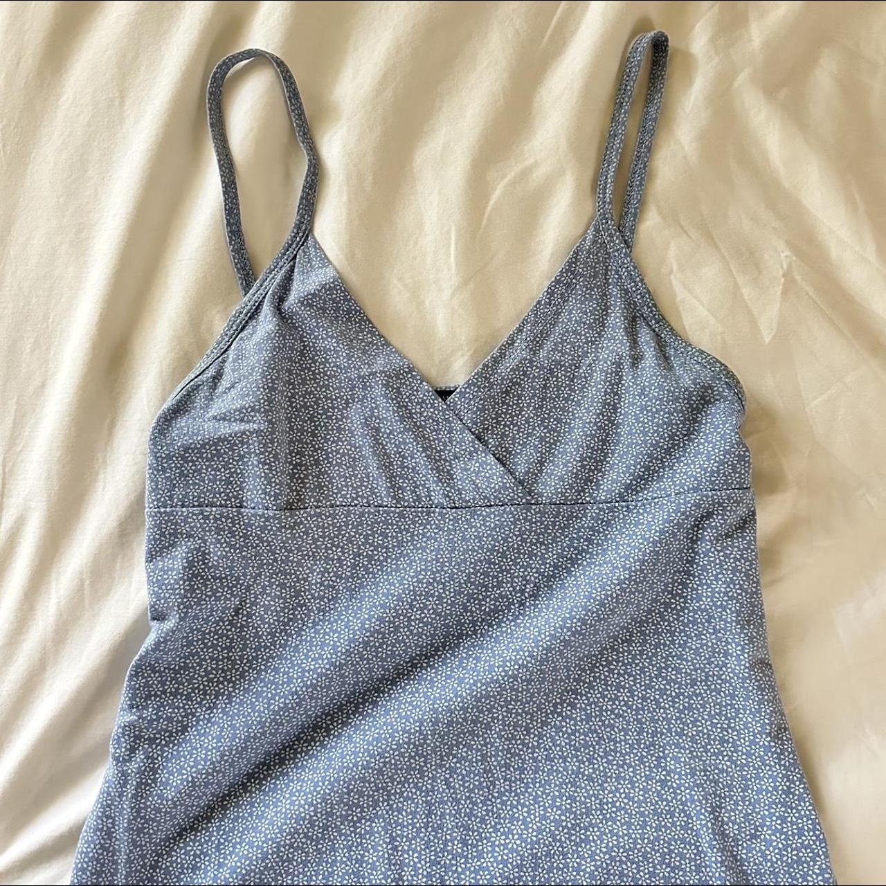 brandy melville light blue floral amara dress super... - Depop