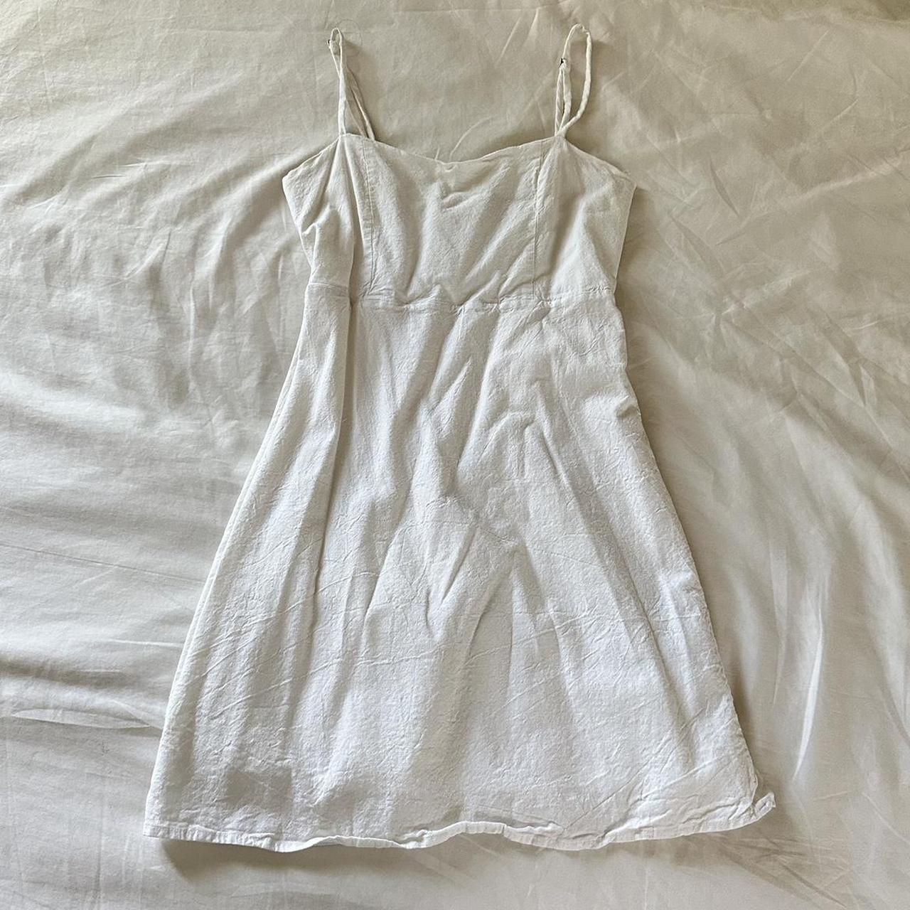brandy melville white linen mini dress super cute &... Depop