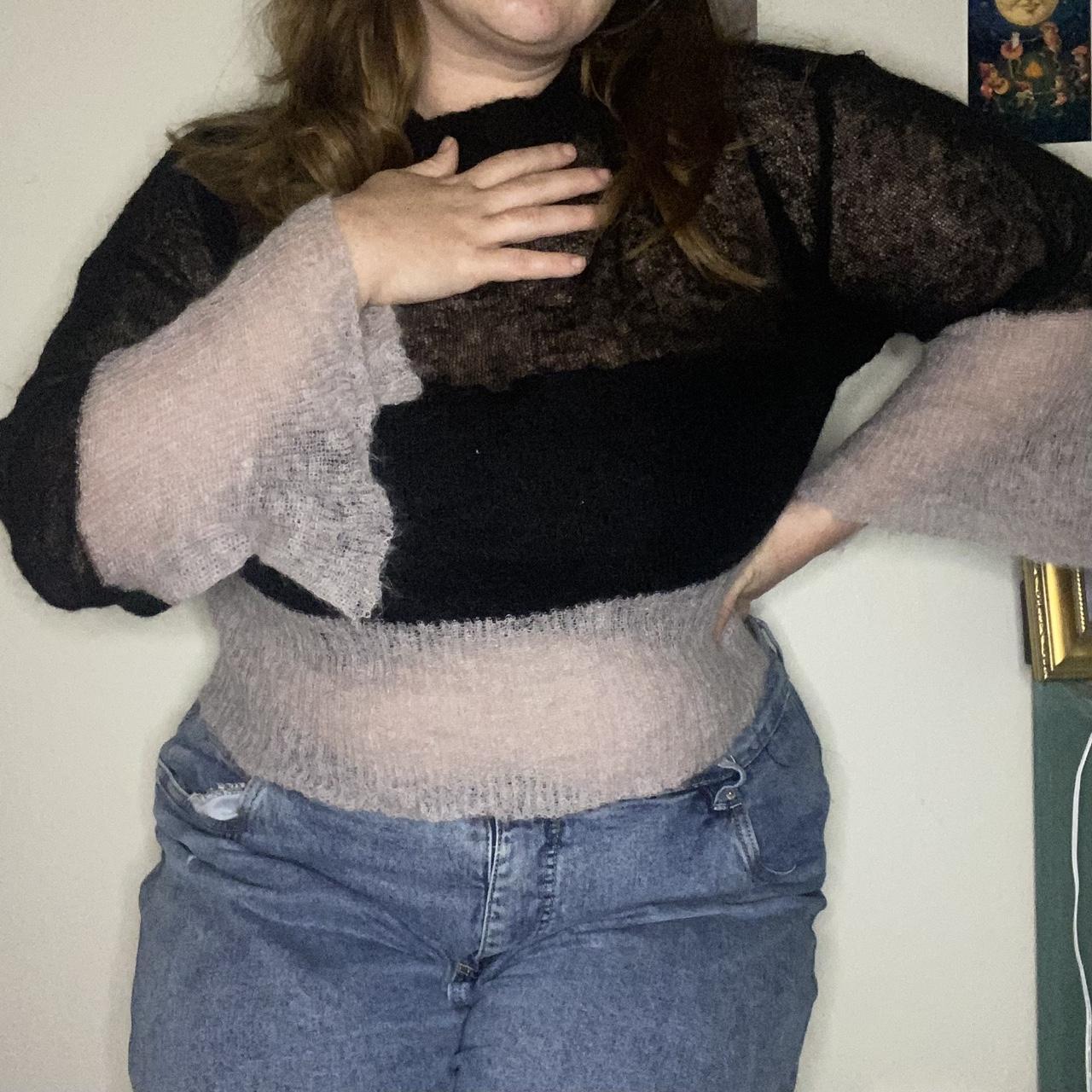 really nice thin knit jumper with open sleeves fit Depop