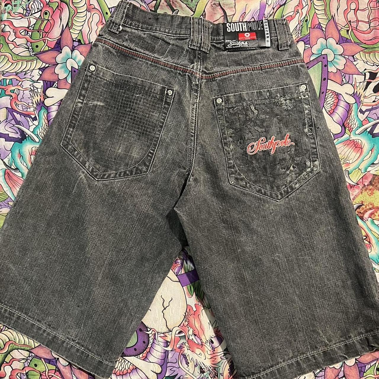 y2k southpole gray jorts embroidered logo size 30 - Depop