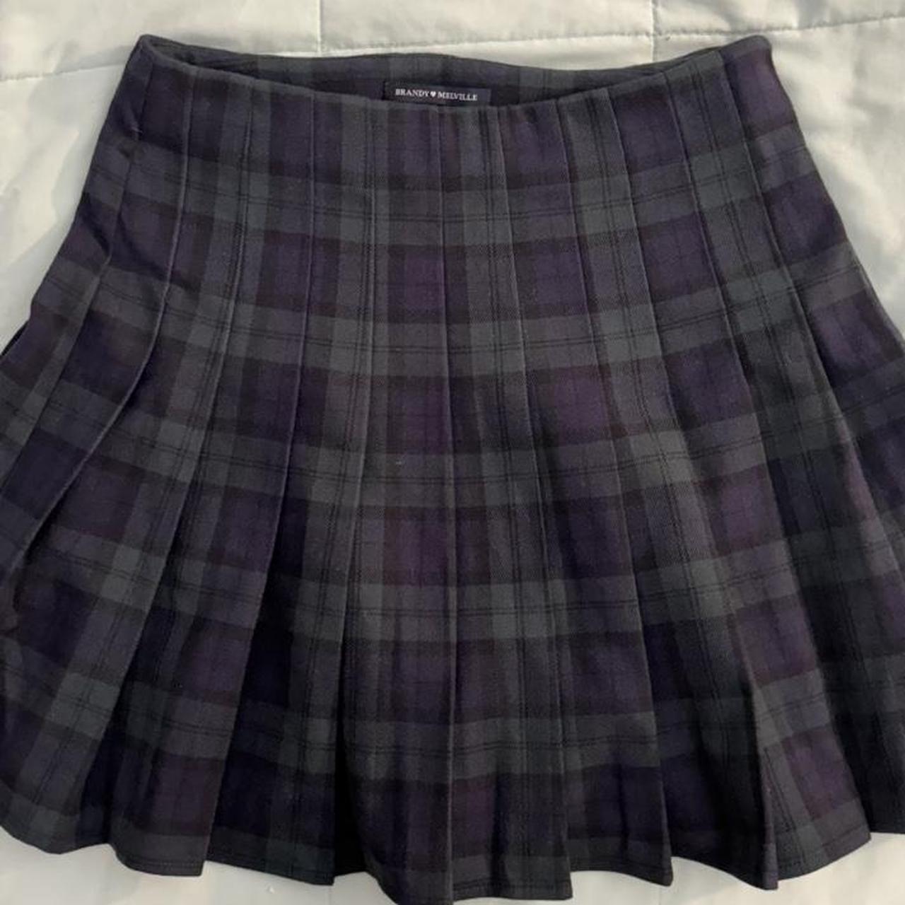 Brandy Melville Dana Skirt Plaid Black Green Navy Depop