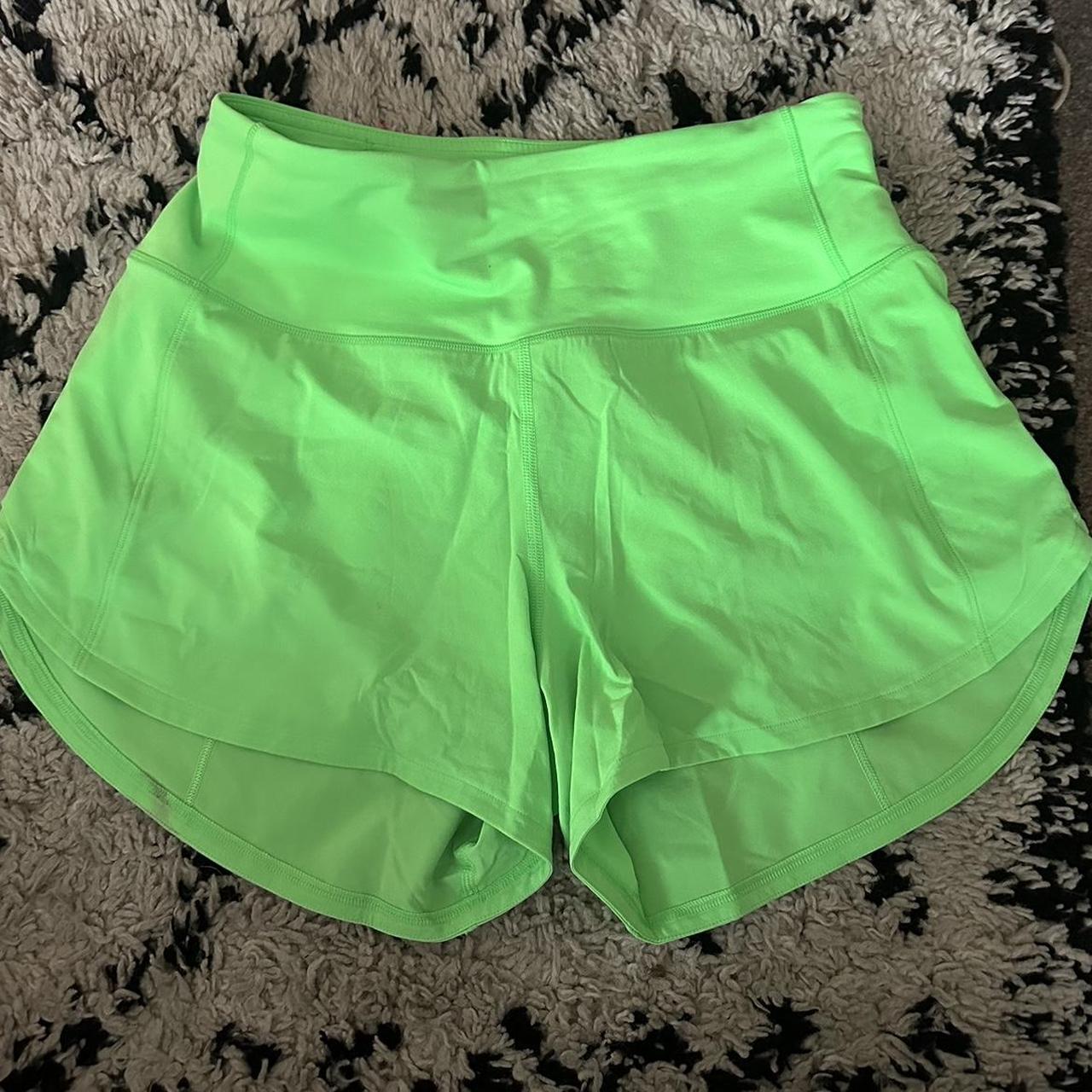 Lululemon green shorts Worn once - small mark on... - Depop