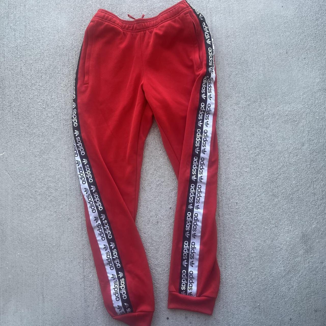 Red Adidas Track Pants - Depop