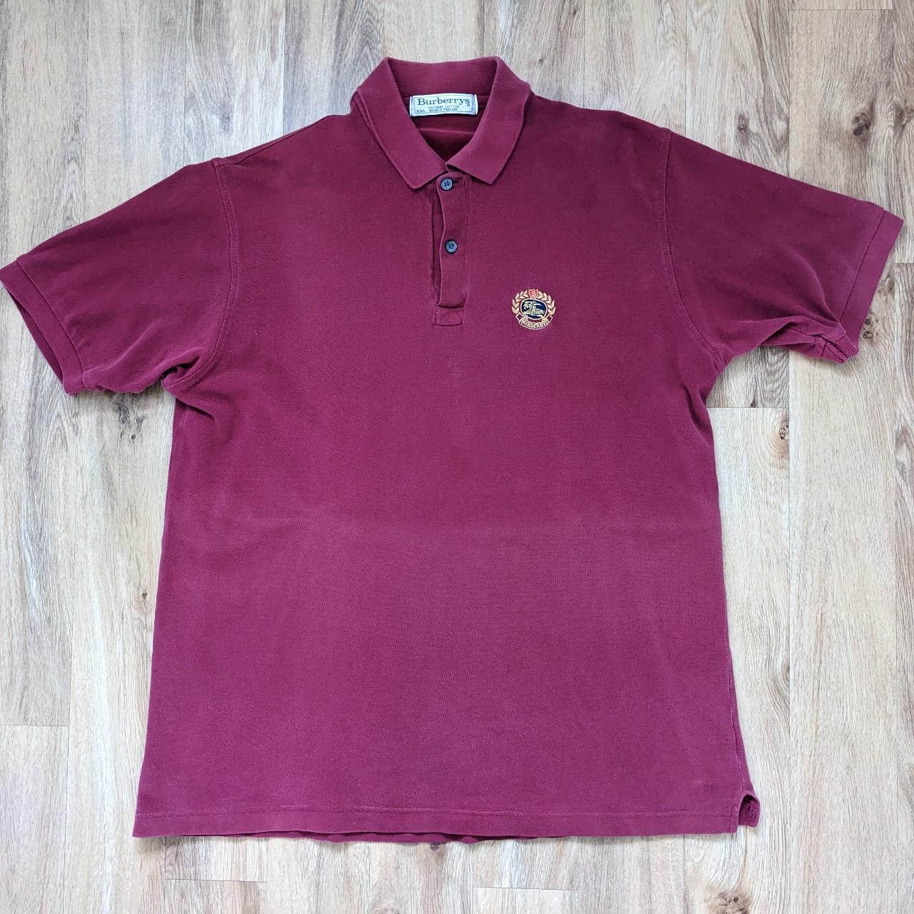 Burgundy burberry polo store shirt