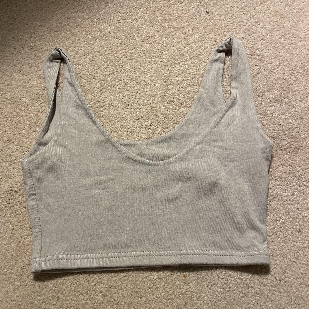 Brandy Melville Women's Grey Crop-top | Depop