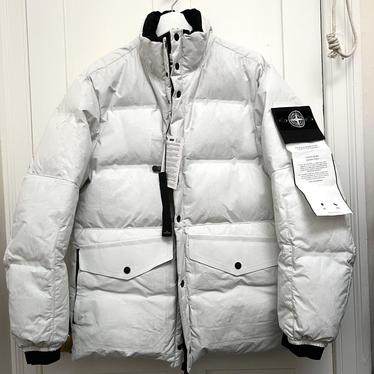 Stone island featherweight discount leather down jacket