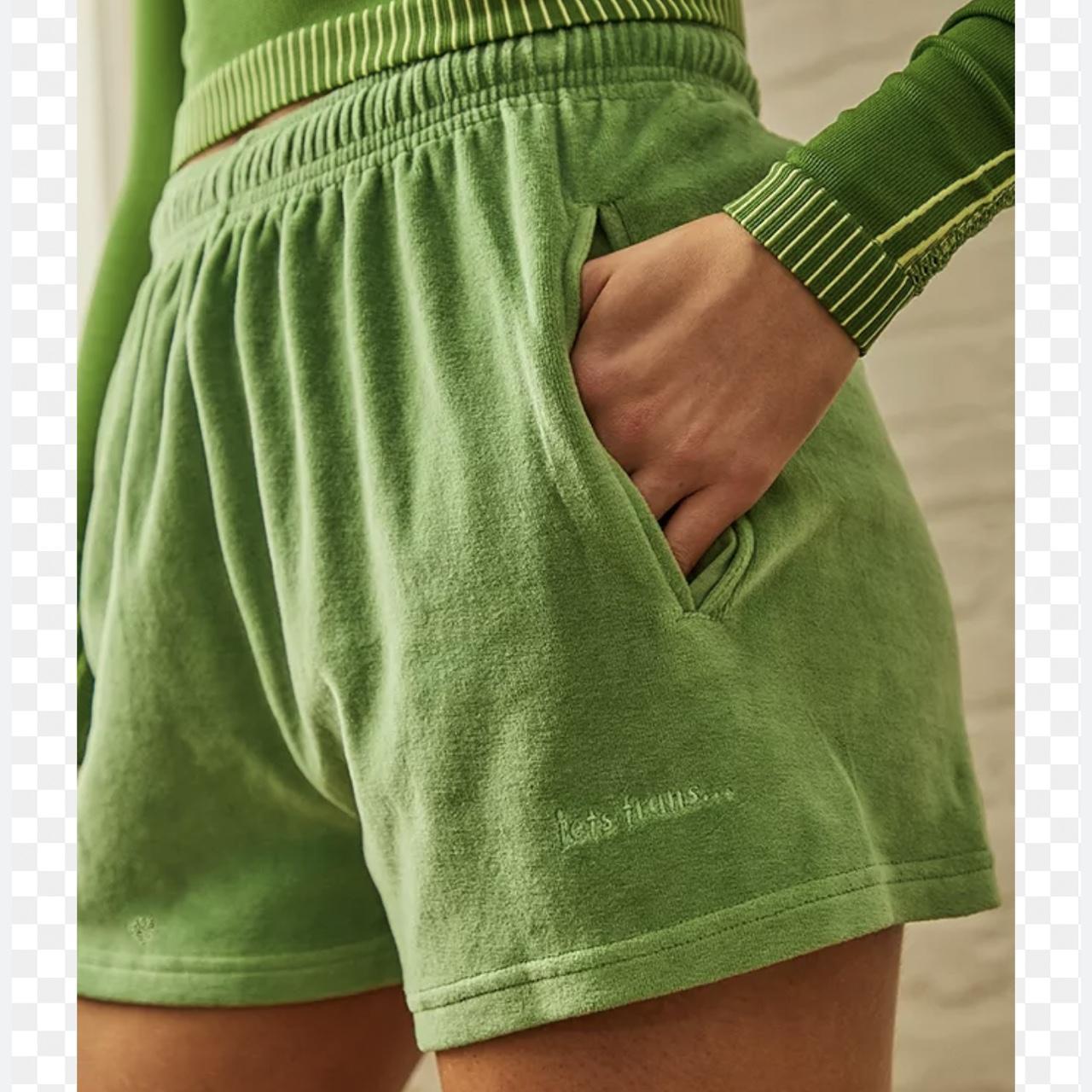 Super cute iets frans velvet shorts in green Urban... - Depop