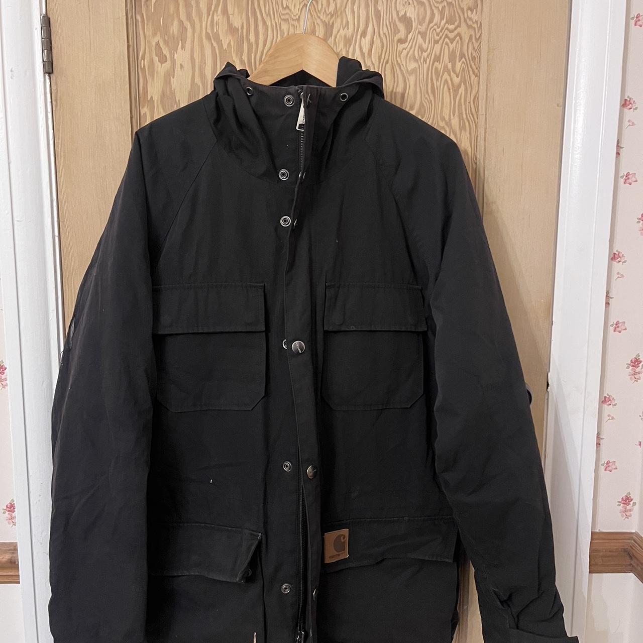 Vintage black carhartt jacket size xl. Some slight... - Depop