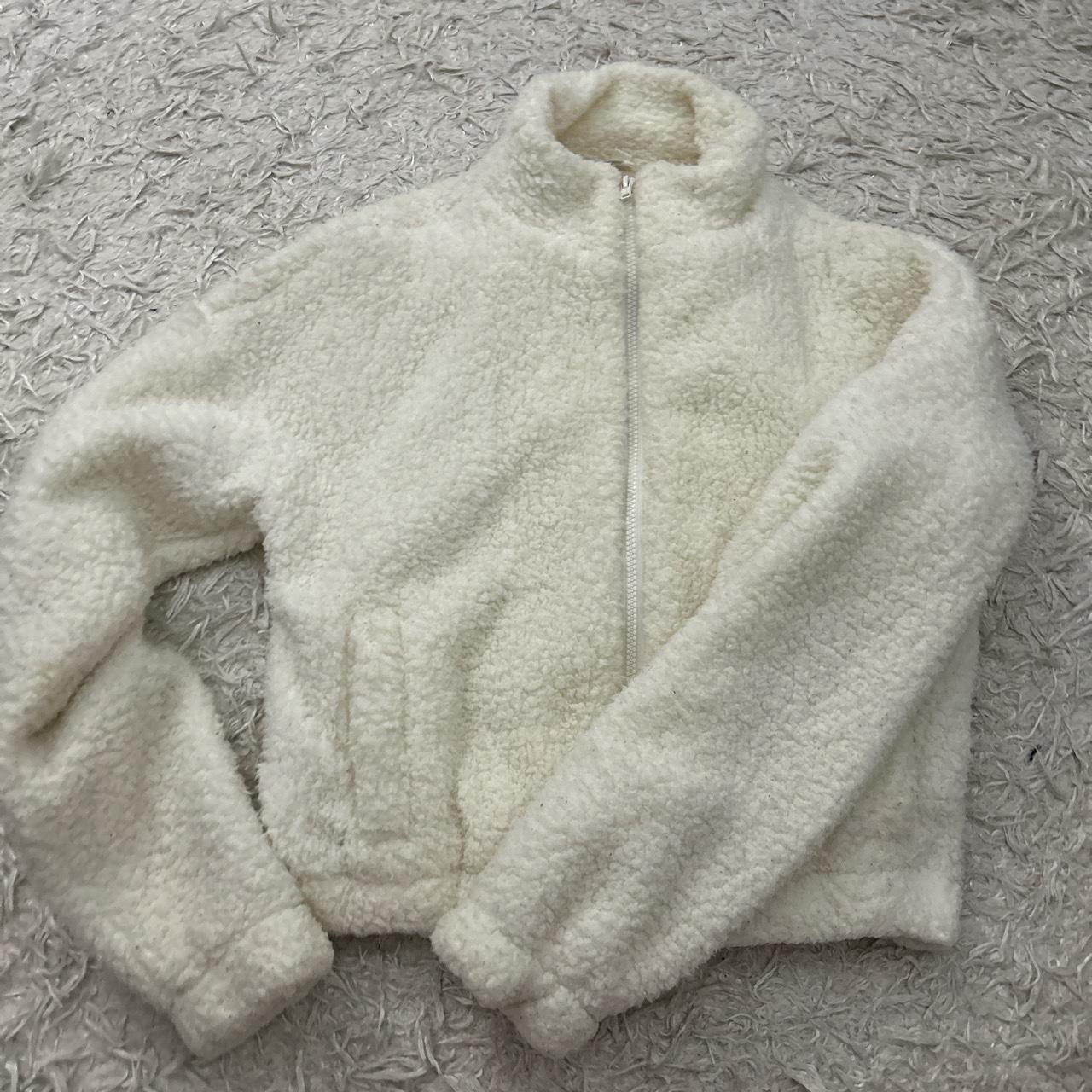 WHITE SHERPA JACKET!! Fuzzy white sherpa coat with... Depop