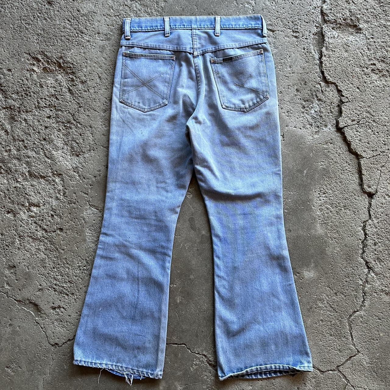 Vintage 70s light wash saddleback jeans Beautiful - Depop