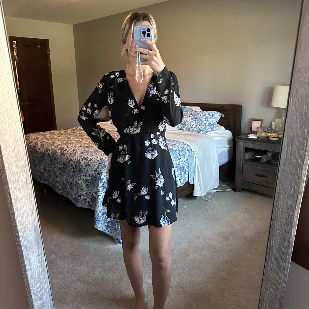 Lush floral wrap store dress