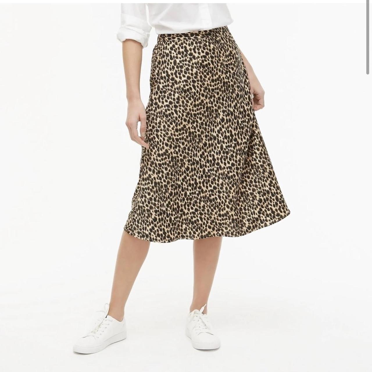 Satin cheetah print midi skirt Size is XXS but - Depop