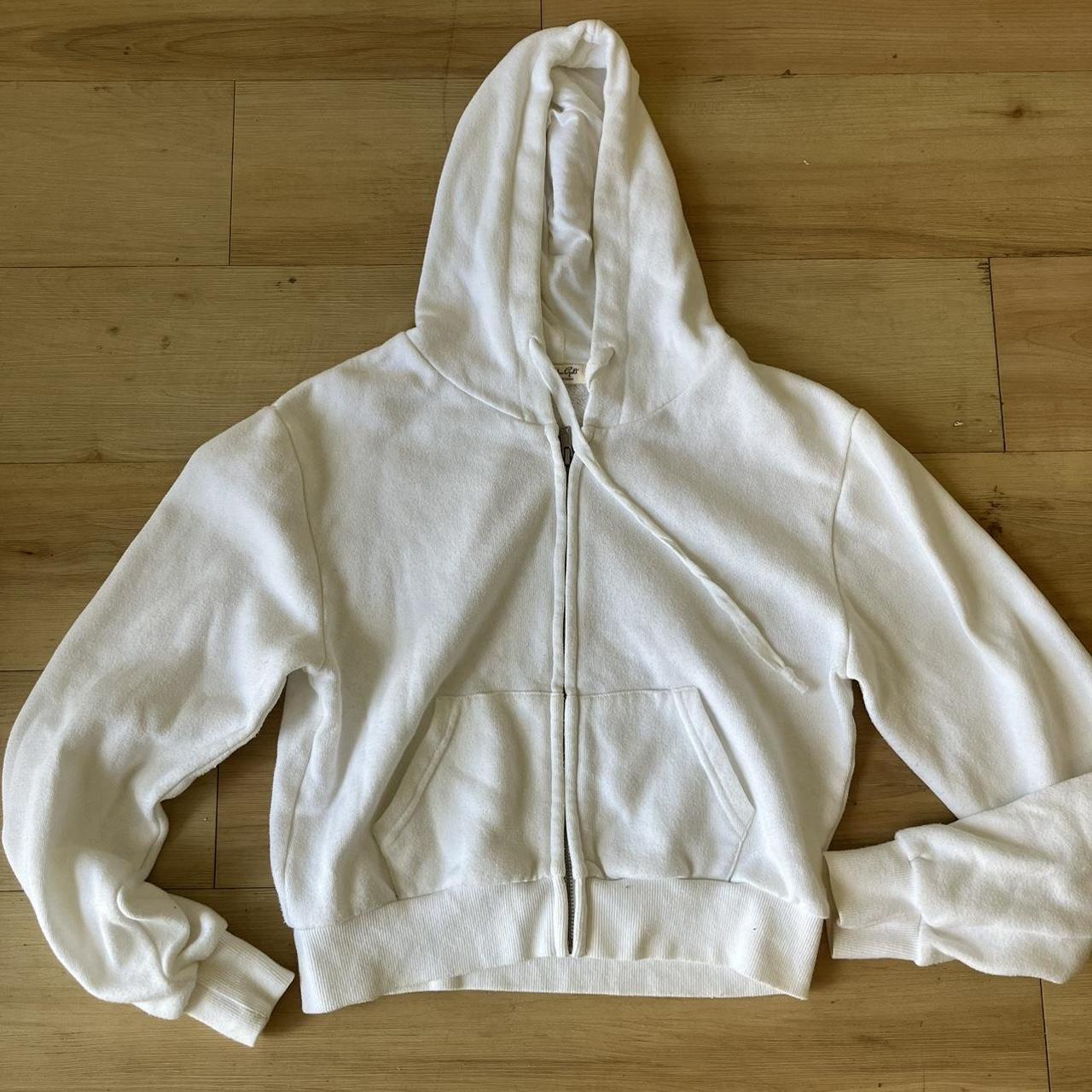 Brandy Melville zip up Perfect condition white zip... - Depop