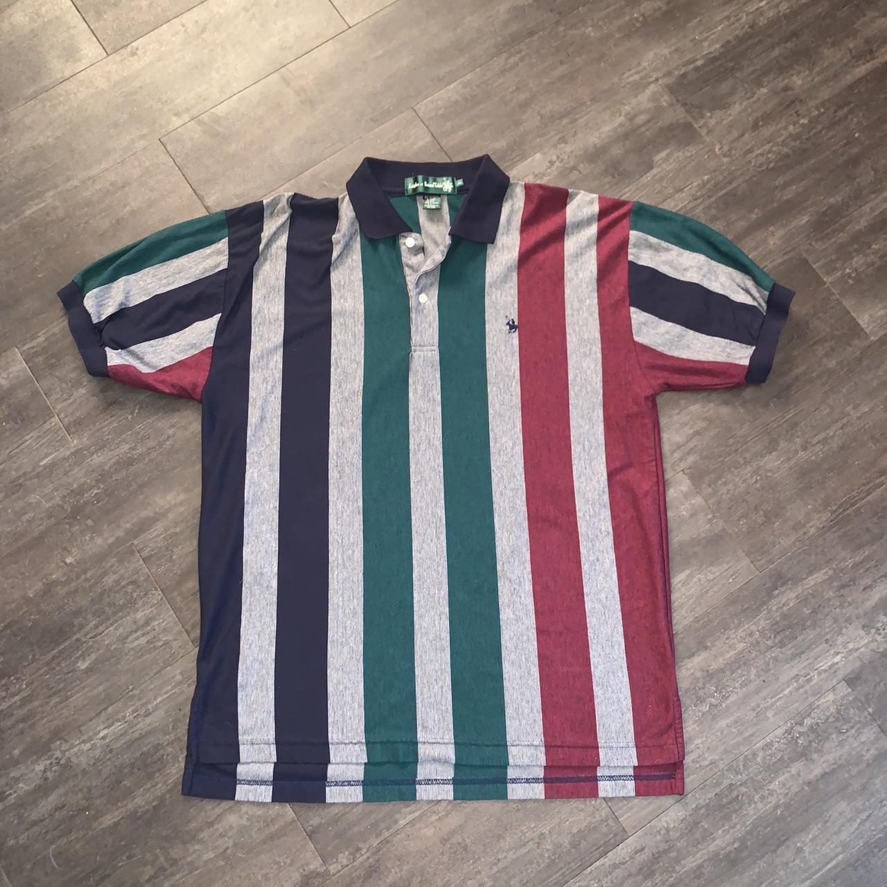 Vintage Knights of Roundtable striped polo... - Depop