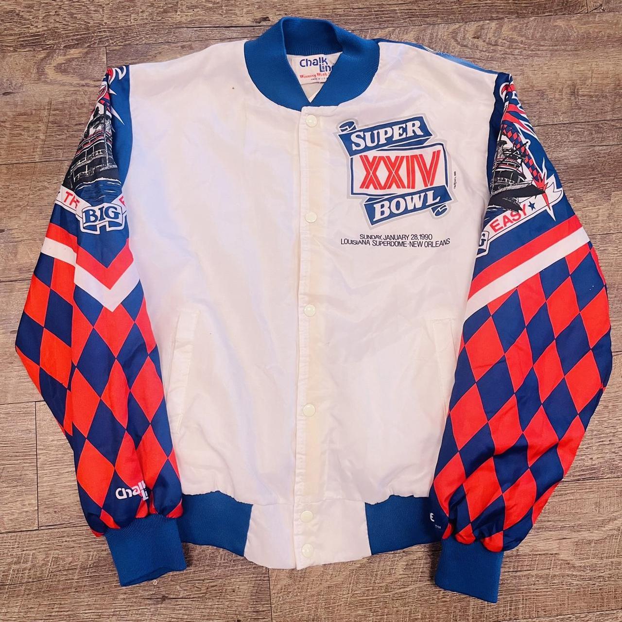 NY Giants 90s FANIMATION Chalk Line Bomber Jacket L NFL Vtg 