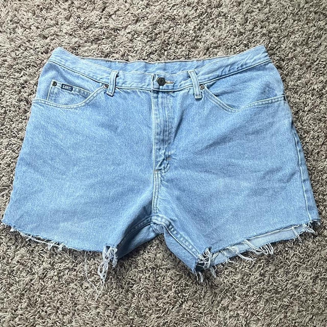 lee cutoff shorts, cut from jeans waist size 38... - Depop