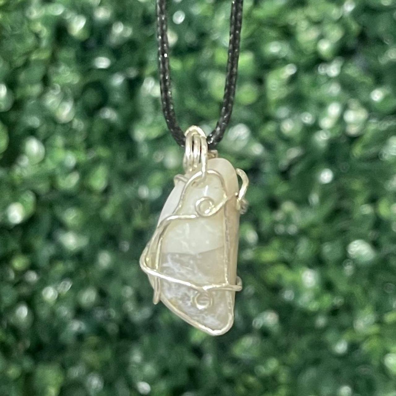 moon wire wrapped crystal necklace 🤍 necklace is... Depop