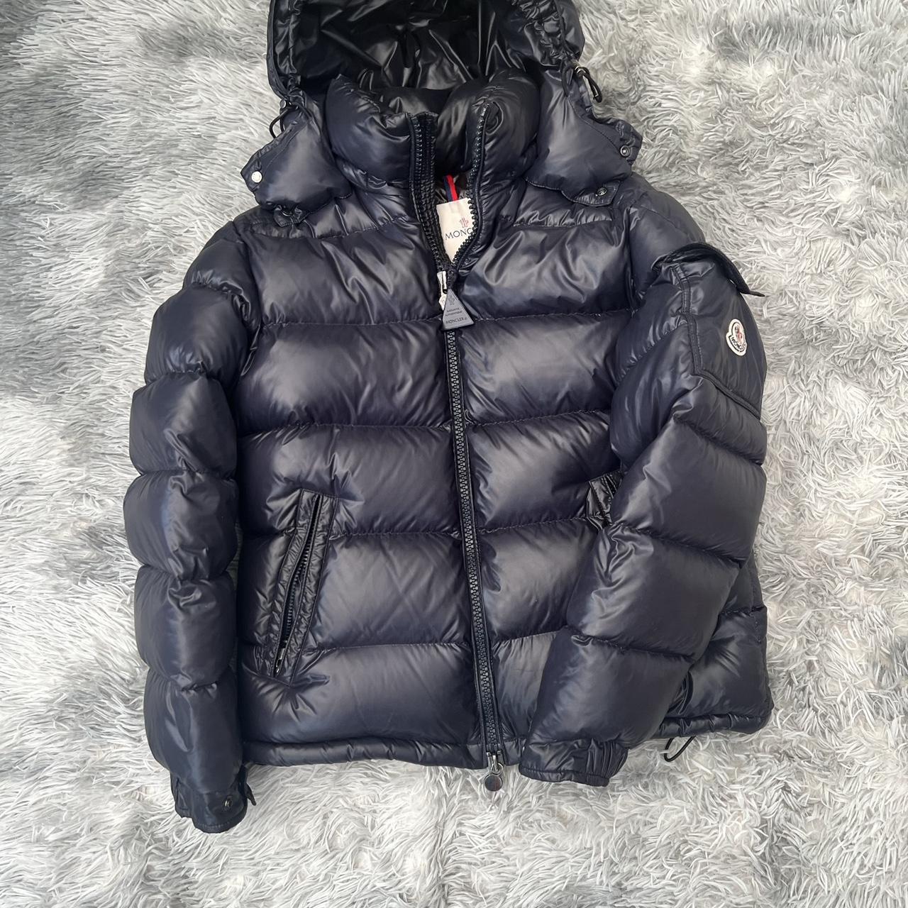 Moncler Maya size 1 Navy Mint condition Open to... - Depop