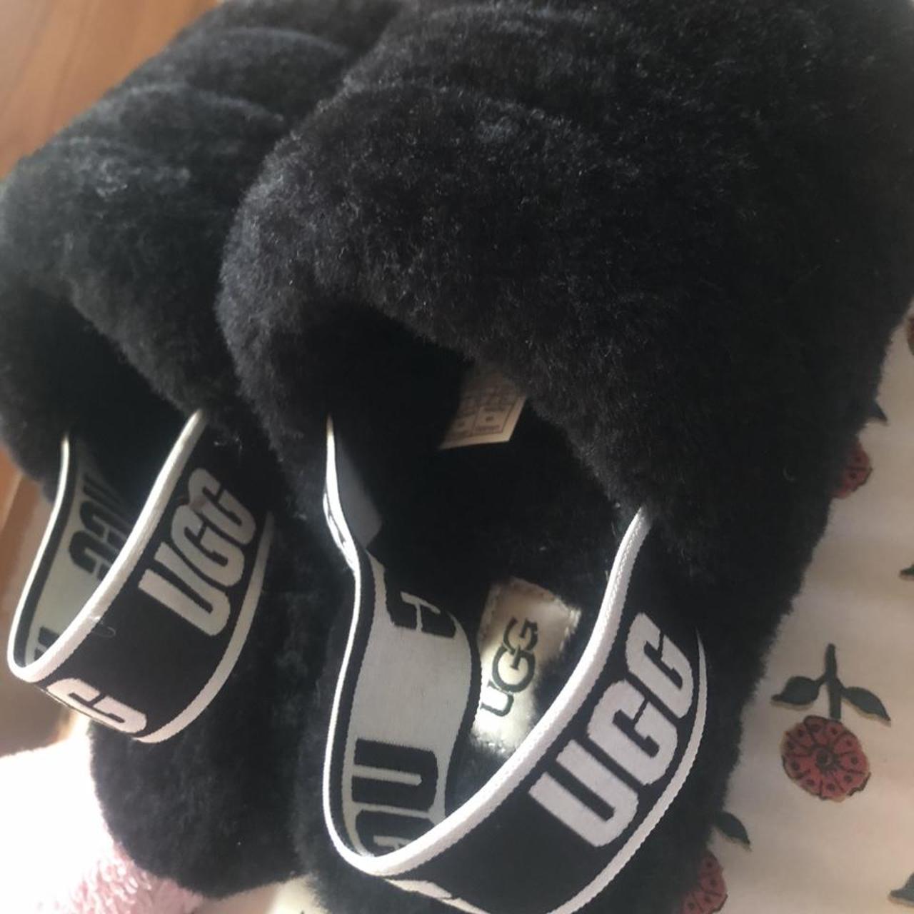 Ugg fur slides size 7! These are so cute and never... Depop