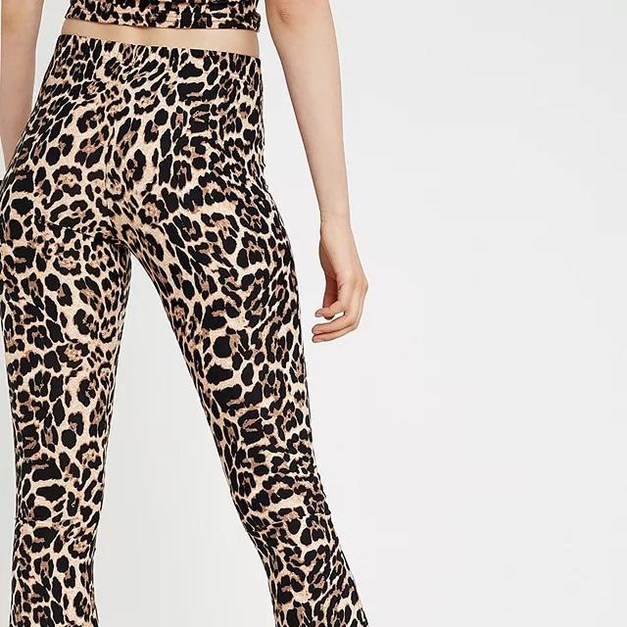 Leopard print mega flared trousers Stretchy... - Depop