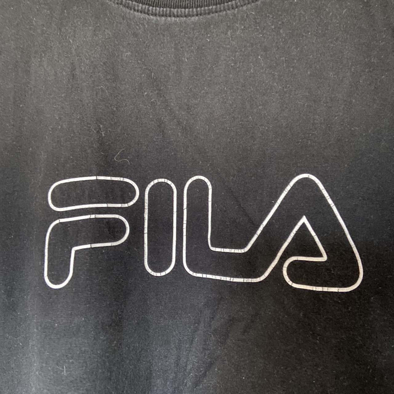 FILA Mens Black Oversize Rave Casual Sports T-Shirt... - Depop