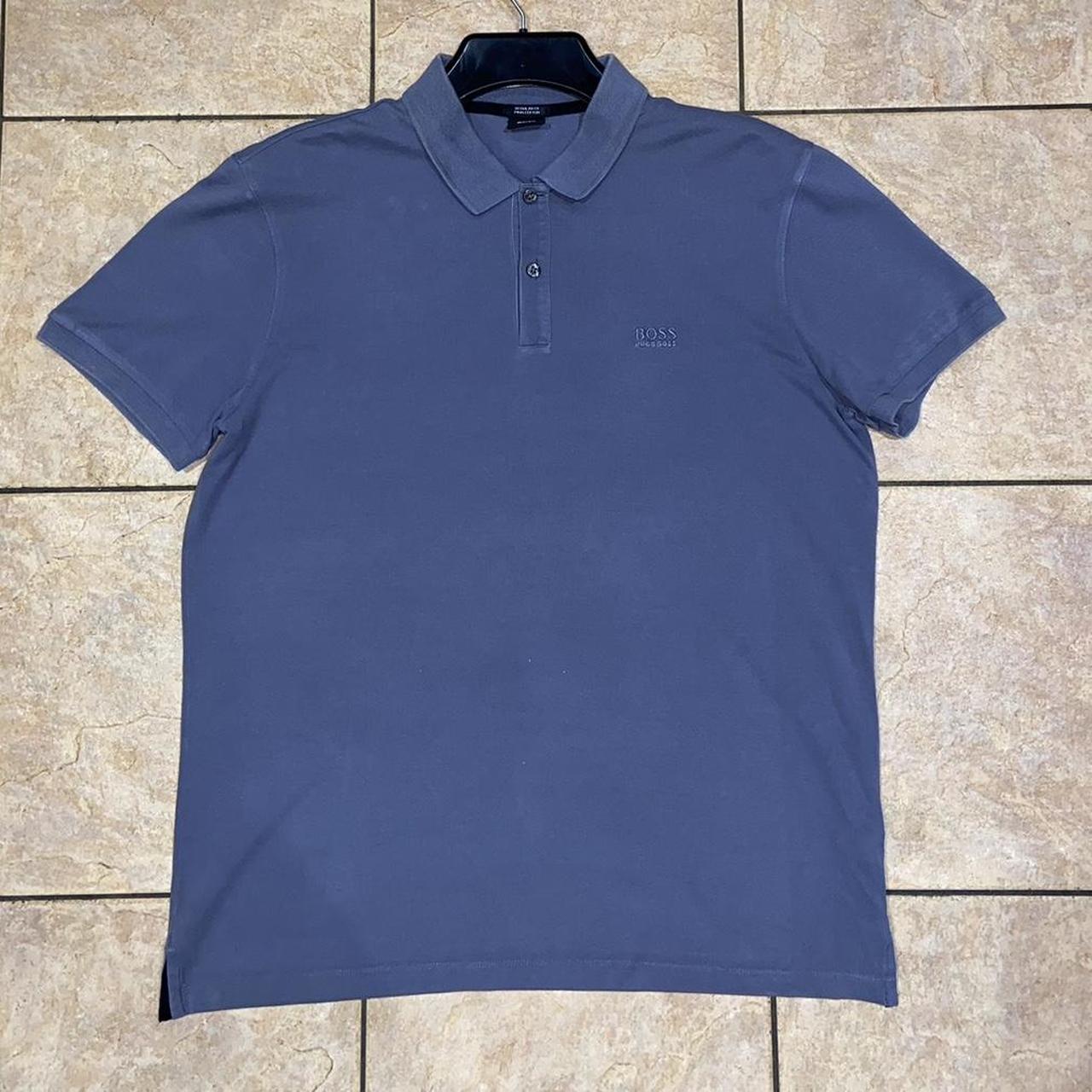 Mens Hugo Boss Grey Designer Polo Shirt Size